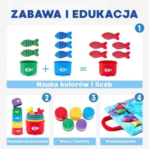 ZESTAW MAŁEGO WĘDKARZA NAUKA LICZENIA 22 EL EDUKACYJNE KREATYWNE MOTORYCZNE