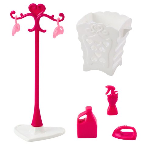 Zestaw Pralnia Dla Lalek Pralka Suszarka Wieszak Kosz Różowe