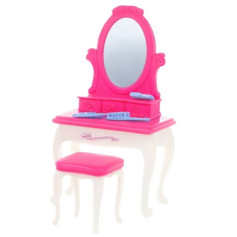 MEBELKI DLA LALEK ZESTAW 29CM SYPIALNIA ŁÓŻKO TOALETKA KRZESEŁKO LUSTRO