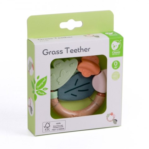 CLASSIC WORLD Drewniana Grzechotka Sensoryczna Gryzak 2w1