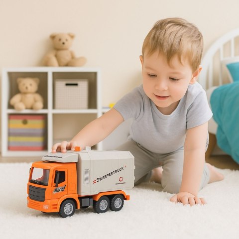 Ciężarówka Śmieciarka Miejska Światła Dźwięki Pomarańczowa