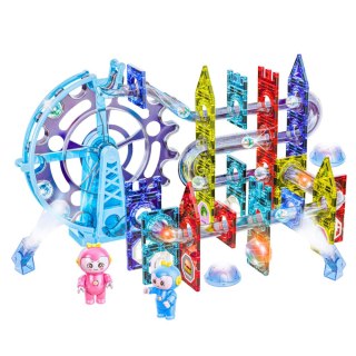 ŚWIECĄCE KLOCKI MAGNETYCZNE TOR KULKOWY DIABELSKI MŁYN ZESTAW 120EL LUDZIKI