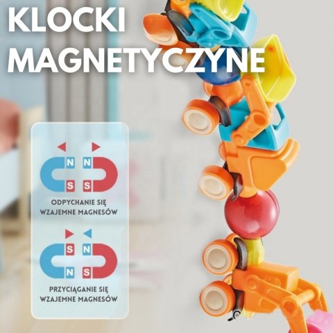 MAGNETYCZNE KLOCKI KONSTRUKCYJNE POJAZDY 52 EL DLA DZIECI KREATYWNE
