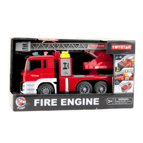 STRAŻ POŻARNA WÓZ STRAŻACKI Z WYSIĘGNIKIEM NAPĘD LANIE WODY ŚWIATŁA DŹWIĘKI