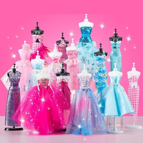 ZESTAW KREATYWNY UBRANKA DLA LALEK MAŁA PROJEKTANTKA MODY SZYCIE UBRANEK