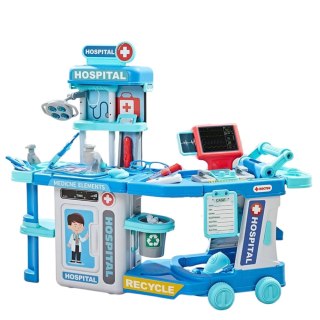 ZESTAW MAŁEGO LEKARZA DOKTORA 2W1 SZPITAL WALIZKA ŚWIATŁA DŹWIĘKI AKCESORIA