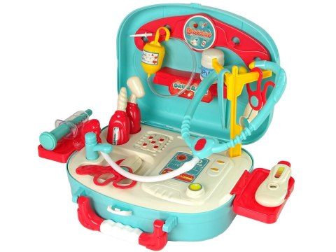 ZESTAW LEKARSKI MAŁY DOKTOR LEKARZ W WALIZCE STETOSKOP AKCESORIA 19 EL.