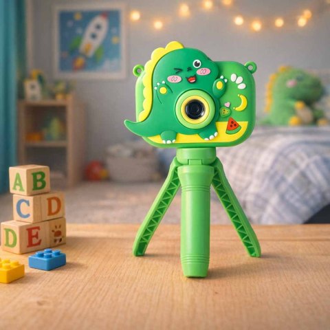 APARAT FOTOGRAFICZNY CYFROWY KAMERA DLA DZIECI STATYW DINOZAUR FULL HD AKU