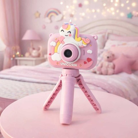 APARAT FOTOGRAFICZNY CYFROWY KAMERA DLA DZIECI STATYW JEDNOROŻEC FULLHD AKU