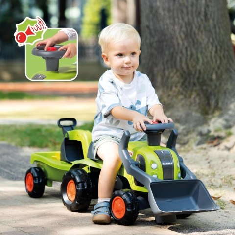 FALK Traktorek Jeździk Baby Claas z Koparką Łyżką i Przyczepą