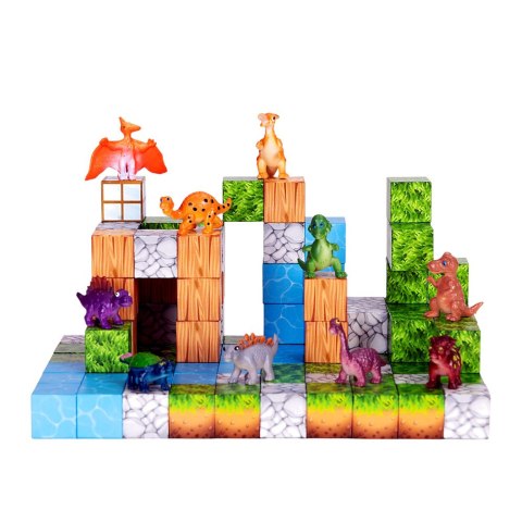 KLOCKI MAGNETYCZNE 3D KONSTRUKCYJNE KOSTKI KWADRATOWY ŚWIAT ZESTAW 114 EL.