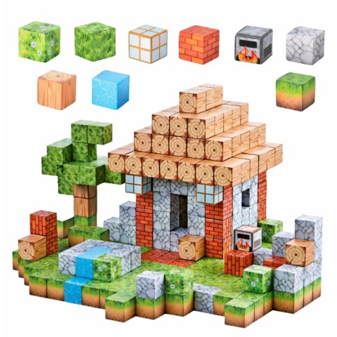 KLOCKI MAGNETYCZNE 3D KONSTRUKCYJNE KOSTKI KWADRATOWY ŚWIAT ZESTAW 312 EL.