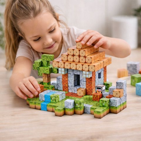 KLOCKI MAGNETYCZNE 3D KONSTRUKCYJNE KOSTKI KWADRATOWY ŚWIAT ZESTAW 312 EL.