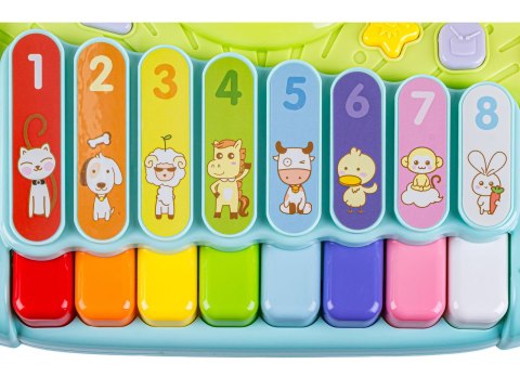 PIANINKO Z PERKUSJĄ DLA MALUCHA KSYLOFON CYMBAŁKI ŚWIATŁA DŹWIĘKI MUZYKA