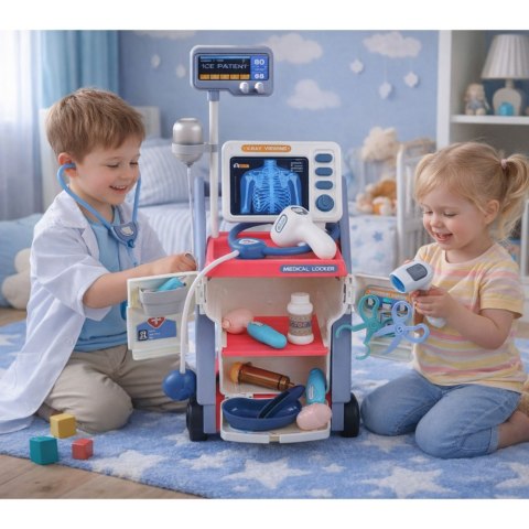 STANOWISKO ZESTAW MAŁEGO LEKARZA DOKTORA ODGRYWANIE RÓL ŚWIATŁA MONITOR RÓŻOWY