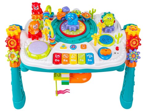 STOLIK EDUKACYJNY 2W1 PIANINO KLOCKI TOR KULKOWY CIUCHCIA MIKROFON BLUETOOTH