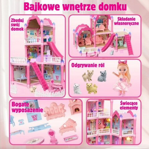 WOOPIE Domek dla Lalek Villa z Akcesoriami i Lalką Podświetlany 296el.
