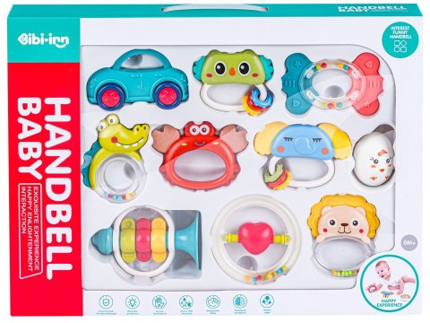 ZESTAW GRZECHOTEK GRYZAKÓW SENSORYCZNYCH 10 SZT. DLA NIEMOWLAKA ZWIERZĄTKA