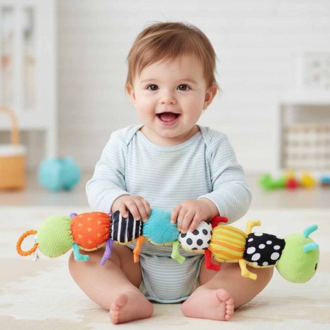 GĄSIENNICA INTERAKTYWNA SENSORYCZNA PLUSZOWA MUZYCZNA GRZECHOTKA GRYZAK