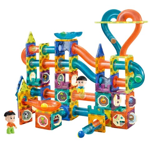 KLOCKI MAGNETYCZNE TOR KULKOWY ZJEŻDŻALNIA ZESTAW KONSTRUKCYJNY 188 EL.