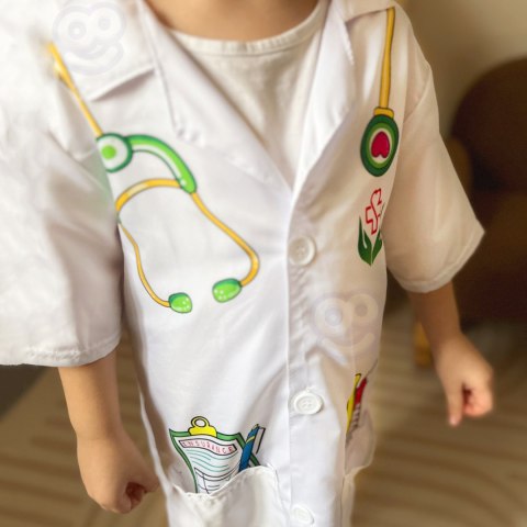 WOOPIE Strój Fartuch Lekarza Doktora Ubranko dla Dzieci do ok. 120 cm