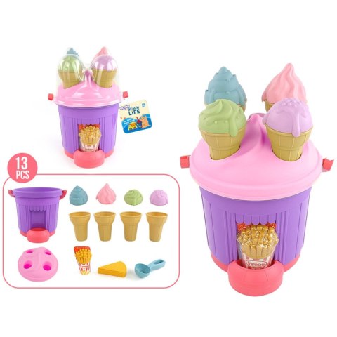 WOOPIE Zestaw do Piaskownicy Lody Foremki Wiaderko z Lodami do piasku