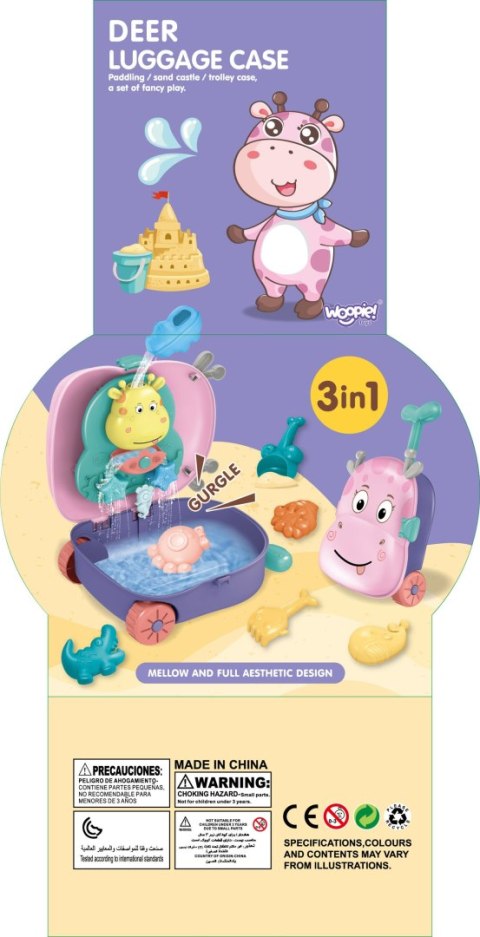 WOOPIE Zestaw do Piasku 3w1 Walizka Jelonek + Zabawka Wodna