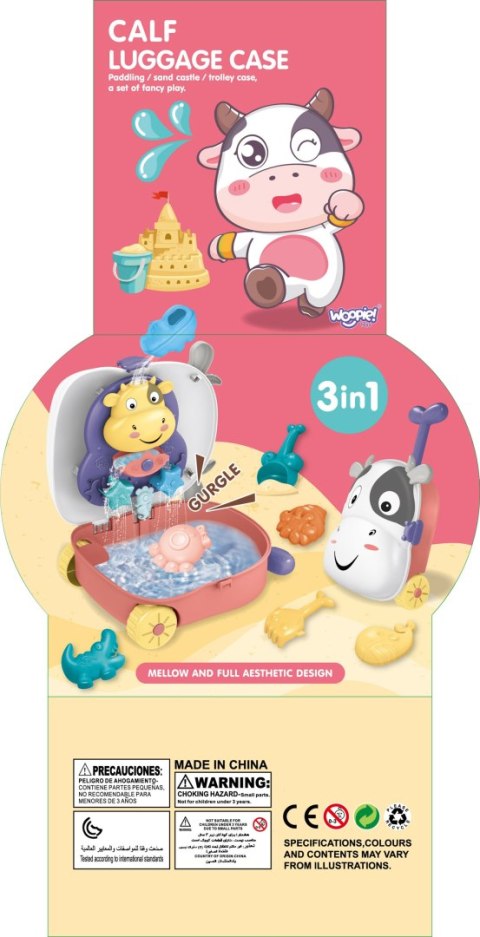 WOOPIE Zestaw do Piasku 3w1 Walizka Krówka Stolik Wodny