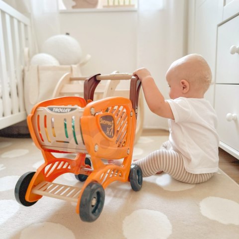 WÓZEK SKLEPOWY DLA DZIECI AKCESORIA 42EL. JEDZENIE ZESTAW OTWIERANY PRZÓD