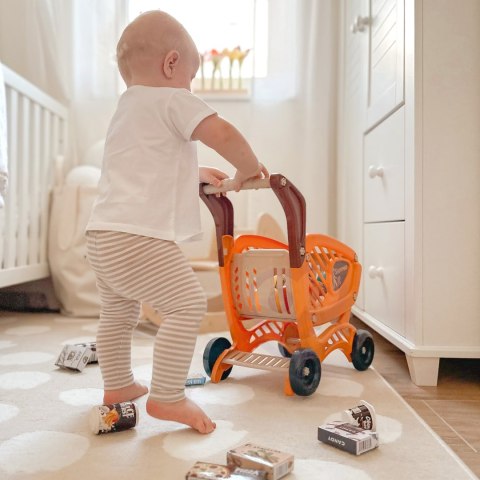 WÓZEK SKLEPOWY DLA DZIECI AKCESORIA 42EL. JEDZENIE ZESTAW OTWIERANY PRZÓD