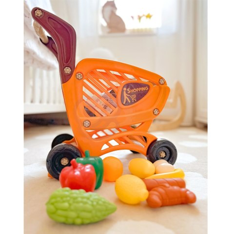 WÓZEK SKLEPOWY DLA DZIECI AKCESORIA 42EL. JEDZENIE ZESTAW OTWIERANY PRZÓD