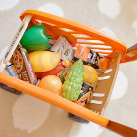 WÓZEK SKLEPOWY DLA DZIECI AKCESORIA 42EL. JEDZENIE ZESTAW OTWIERANY PRZÓD