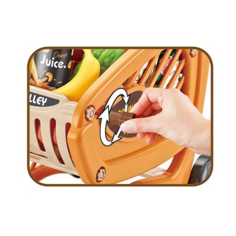 WÓZEK SKLEPOWY DLA DZIECI AKCESORIA 42EL. JEDZENIE ZESTAW OTWIERANY PRZÓD