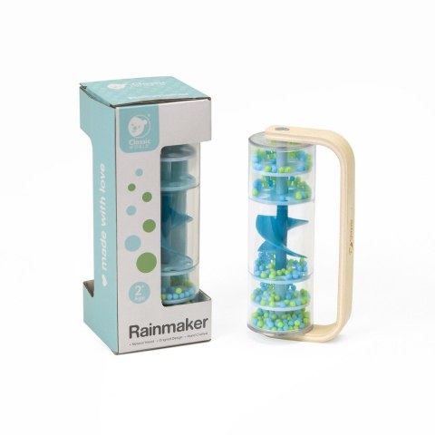 CLASSIC WORLD Drewniana Grzechotka Deszczownica Tuba z Kuleczkami Niebieska