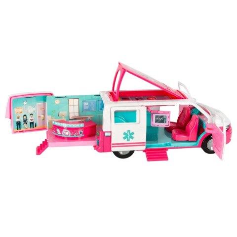 KARETKA AMBULANS AUTO DLA LALEK MOBILNY SZPITAL ROZKŁADANY LALKA AKCESORIA