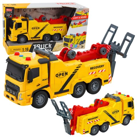 HOLOWNIK INTERAKTYWNY CIĘŻARÓWKA POMOC DROGOWA 1:16 HAK ŚWIATŁA DŹWIĘKI