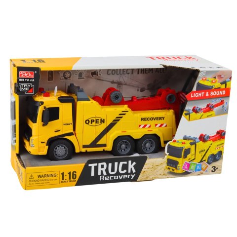 HOLOWNIK INTERAKTYWNY CIĘŻARÓWKA POMOC DROGOWA 1:16 HAK ŚWIATŁA DŹWIĘKI