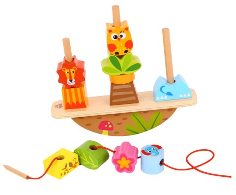 UKŁADANKA BALANSUJĄCA ZWIERZĘTA EDUKACYJNE DREWNIANE ROZWOJOWE KREATYWNE