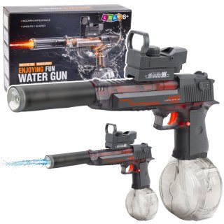 PISTOLET NA WODĘ ELEKTRYCZNY BROŃ WODNA SIKAWKA ZASIĘG 8M PODŚWIETLENIE LED