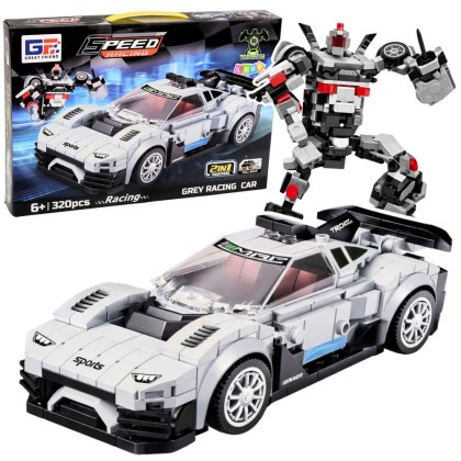 Klocki Konstrukcyjne Samochód Wyścigowy Robot 2W1 Biały 320 el.