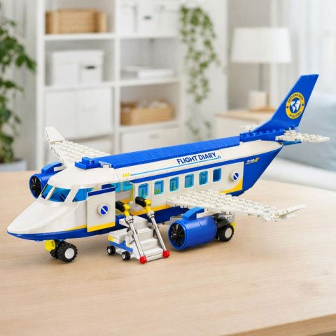 Klocki Konstrukcyjne Samolot Pasażerski Robot 2w1 Światła 417 el.
