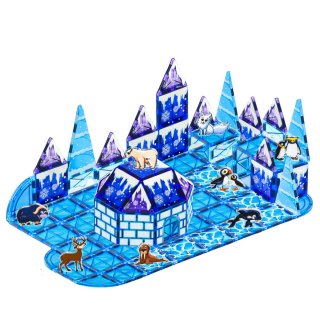 KLOCKI MAGNETYCZNE KONSTRUKCYJNE LODOWA KRAINA FIGURKI ZWIERZĘTA ZESTAW 94EL