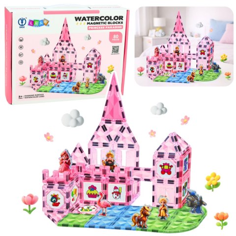 KLOCKI MAGNETYCZNE KONSTRUKCYJNE ZAMEK FARBY KARTY DO MALOWANIA ZESTAW 80EL