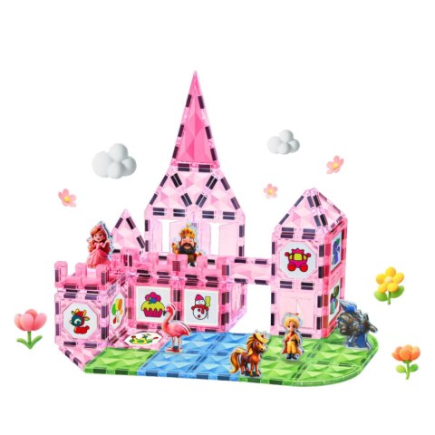 KLOCKI MAGNETYCZNE KONSTRUKCYJNE ZAMEK FARBY KARTY DO MALOWANIA ZESTAW 80EL