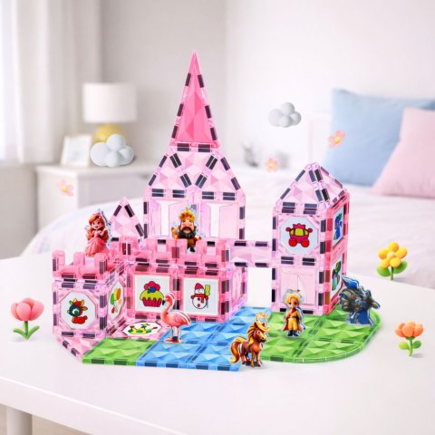 KLOCKI MAGNETYCZNE KONSTRUKCYJNE ZAMEK FARBY KARTY DO MALOWANIA ZESTAW 80EL