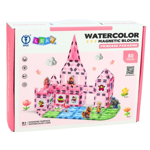 KLOCKI MAGNETYCZNE KONSTRUKCYJNE ZAMEK FARBY KARTY DO MALOWANIA ZESTAW 80EL