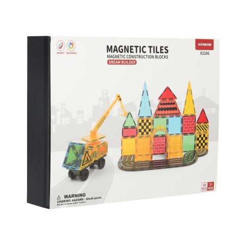 KLOCKI MAGNETYCZNE 3D ZESTAW KONSTRUKCYJNY BUDOWA 50 EL. KOLOROWE