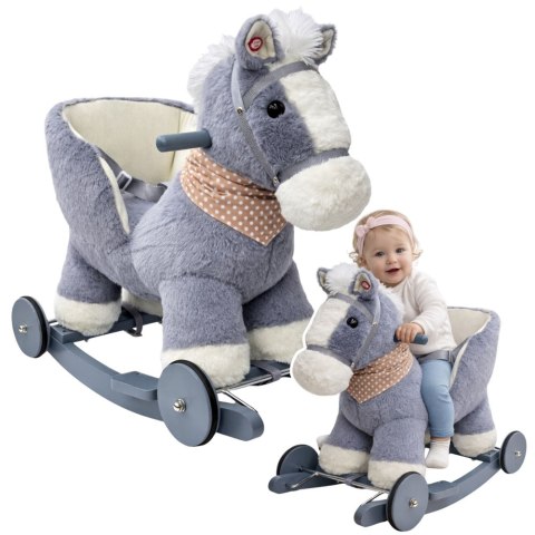 KOŃ NA BIEGUNACH 2W1 JEŹDZIK BUJAK KONIK BUJANY DREWNO INTERAKTYWNY DŹWIĘKI