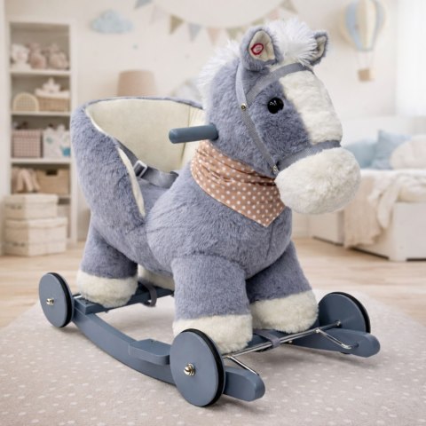 KOŃ NA BIEGUNACH 2W1 JEŹDZIK BUJAK KONIK BUJANY DREWNO INTERAKTYWNY DŹWIĘKI