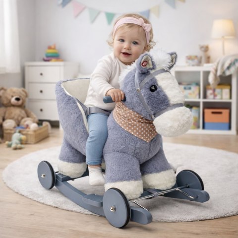 KOŃ NA BIEGUNACH 2W1 JEŹDZIK BUJAK KONIK BUJANY DREWNO INTERAKTYWNY DŹWIĘKI